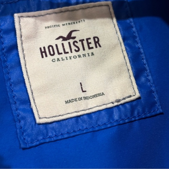 Hollister Vintage Y2K Blue Puffer Vest Size Large Seagull Logo Multi Zip - Picture 12 of 15